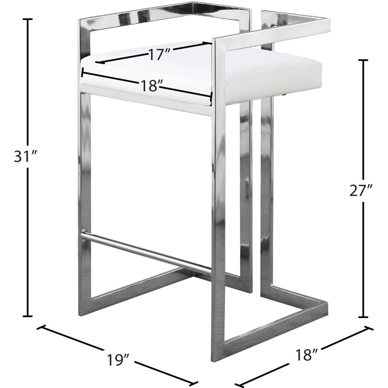 Isam Upholstered Counter Stool with Metal Frame, Chrome