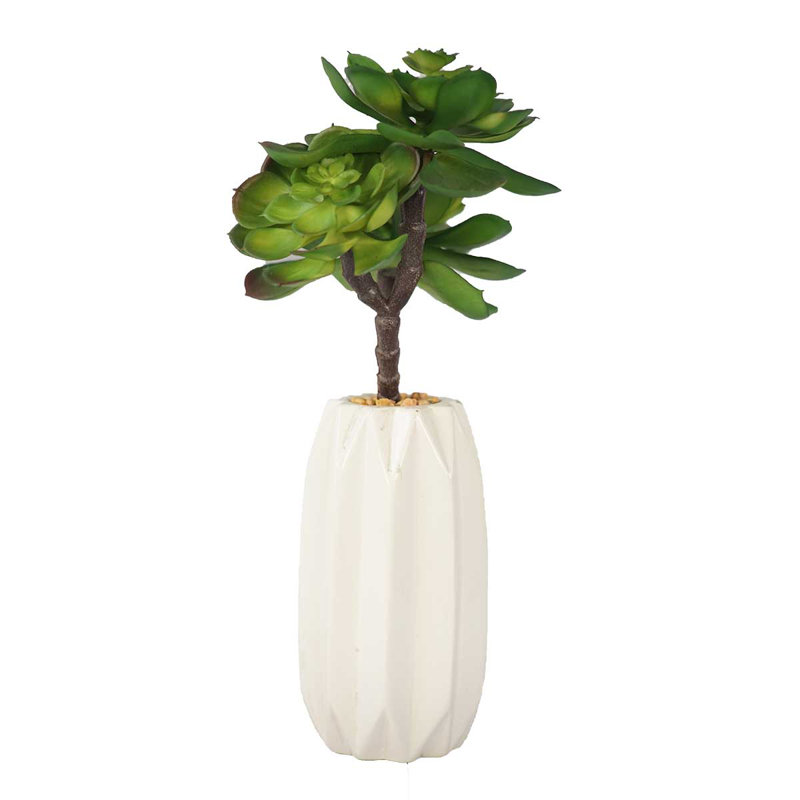 Fausse plante grasse 12 "dans un vase en pierre
