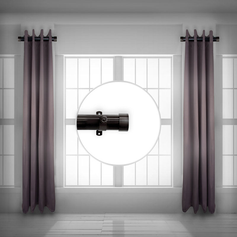 Tringle à rideaux simple School Side, H 1,5 po x l 18 po x P 1,15 po, Noir