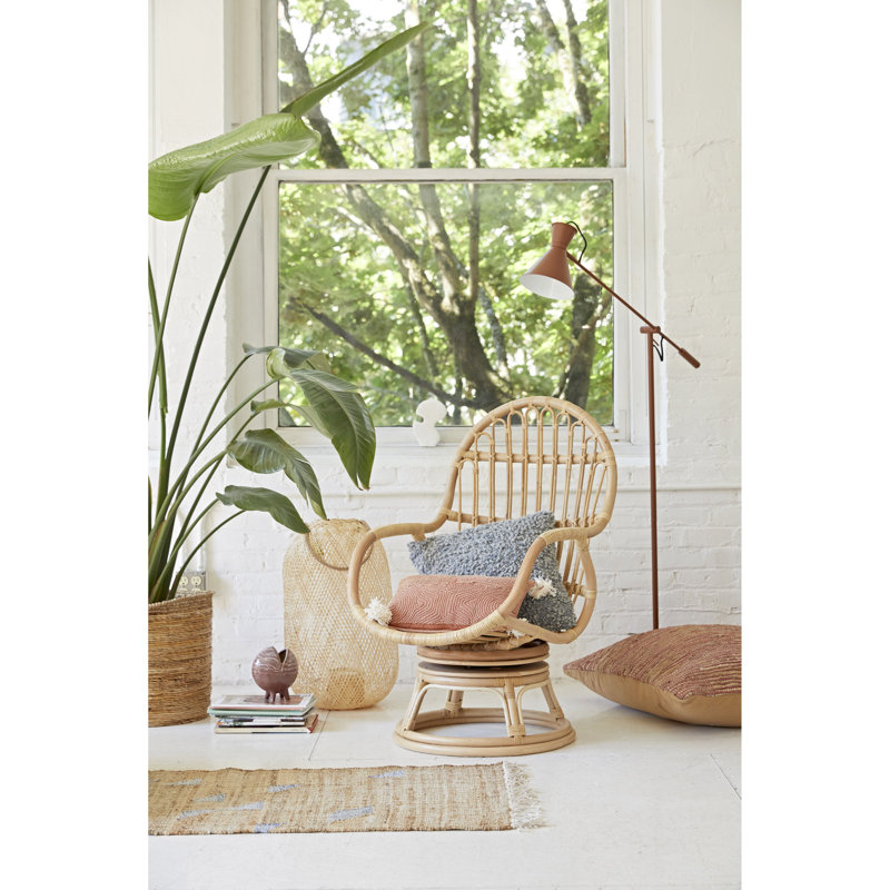 Woven Rattan and Bamboo Swivel Chair