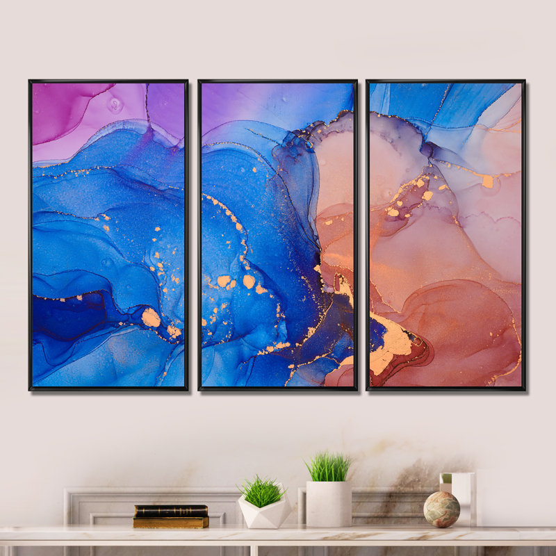 3 pièces, cadre flottant, impression sur toile, Cadre noir, L 36 po x H 28 po