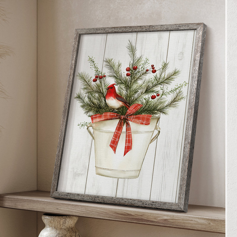 «Christmas Holiday Art», reproduction encadrée Lxxv - bois massif, H 21 po x l 17 po