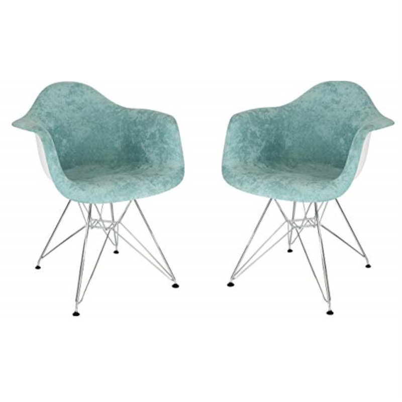 Bullsbrook Upholstered Accent Arm Chair with Metal Legs Eiffel Base Design, Teal Velvet