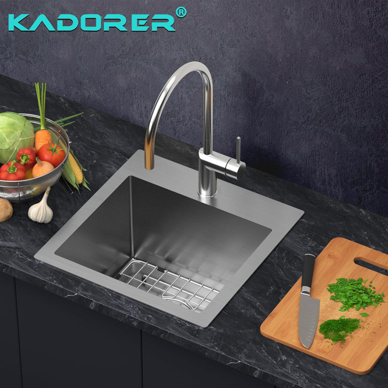 ForKitchen 15'' L Drop-In Single Bowl Stainless Steel Kitchen Sink, Silver