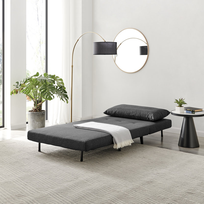 Berlyn Armchair and Single Futon - Luxury Modern Design, Dark Grey Fabric