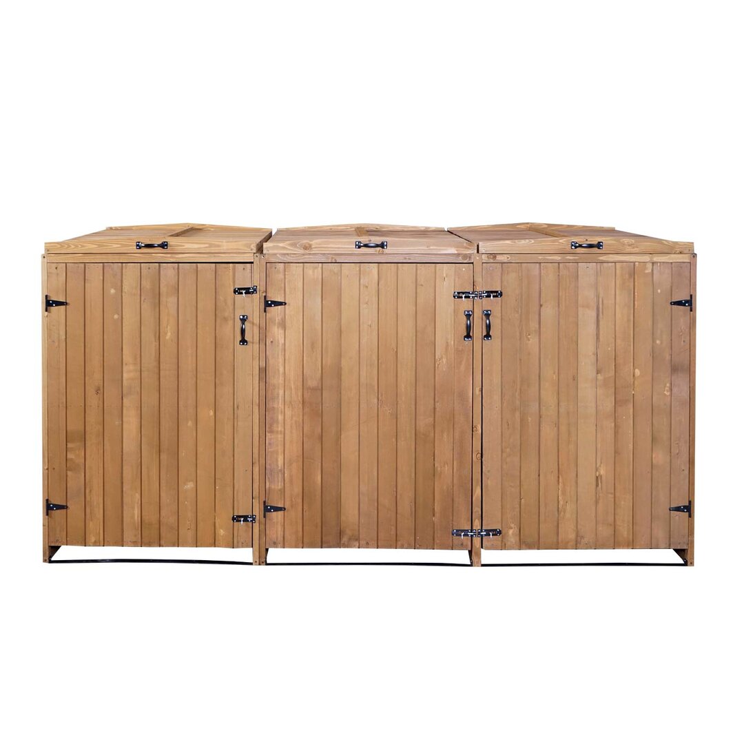 XL Mülltonnenabdeckung MCW-H74 (3 Stück/6 Stück), Mülltonnenbox, erweiterbar, 120x75x96 cm, Massivholz