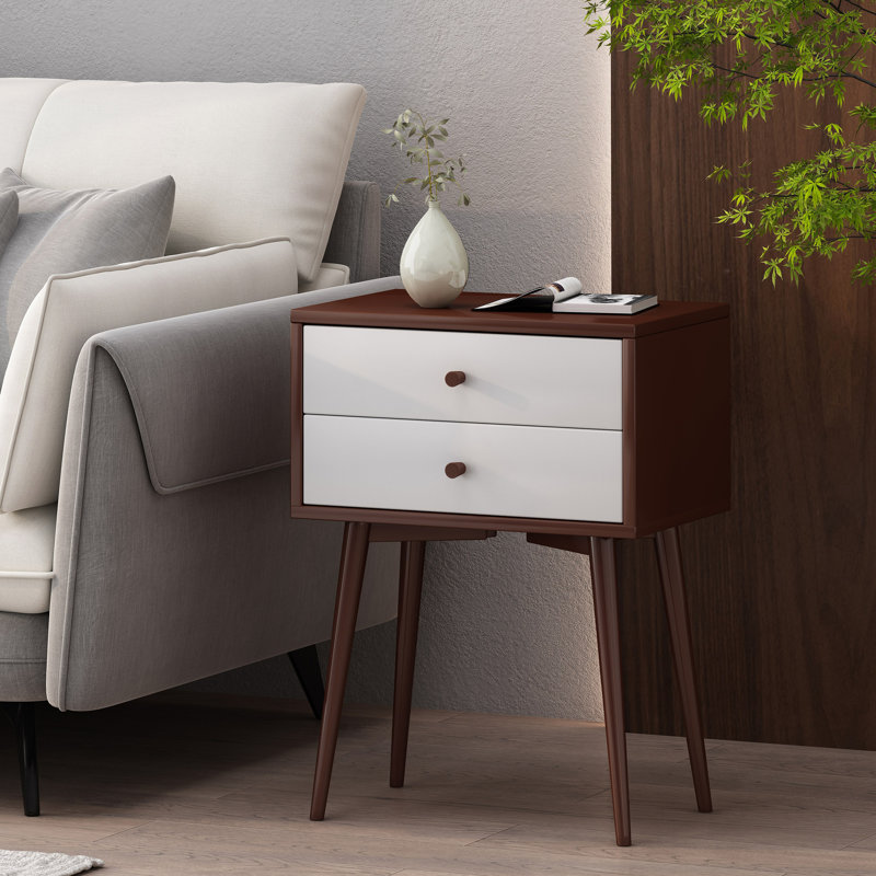 Table de bout avec rangement Eller, Brun