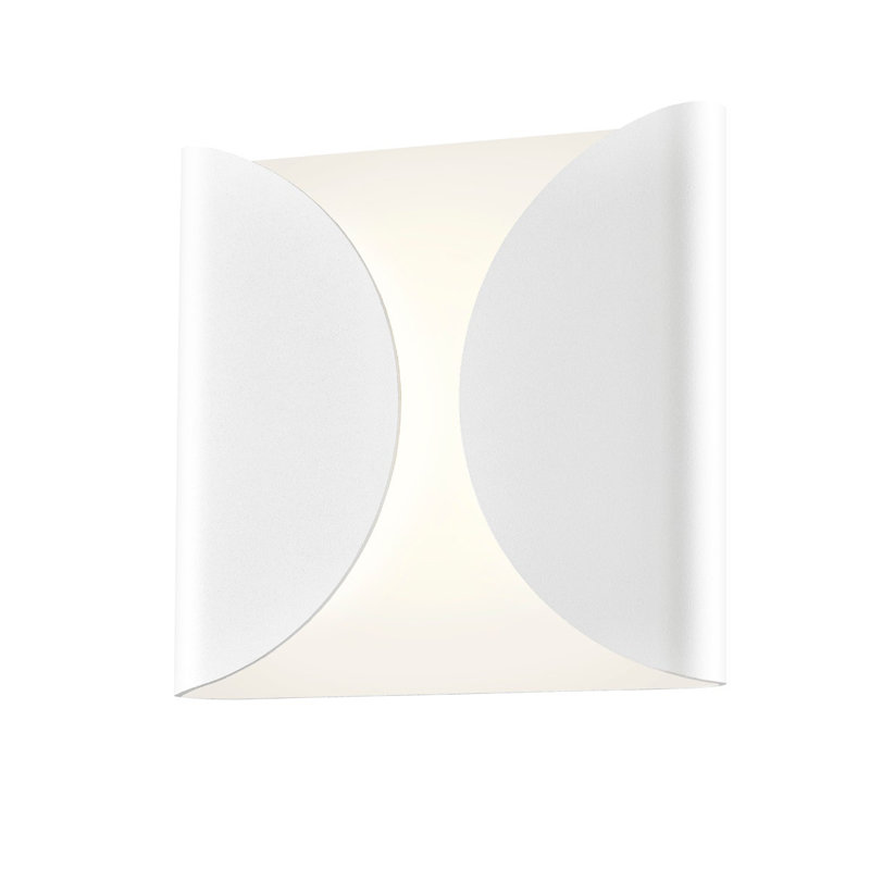 Folds LED Outdoor Sconce, White, 8" H x 8" W x 2.25" D