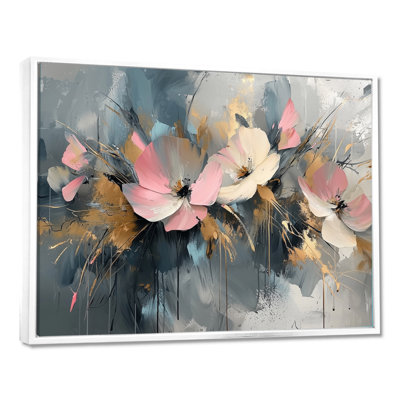 Encre de Chine - Fleurs de fuschia abstraites I - Fuschia, reproduction sur toile encadrée
