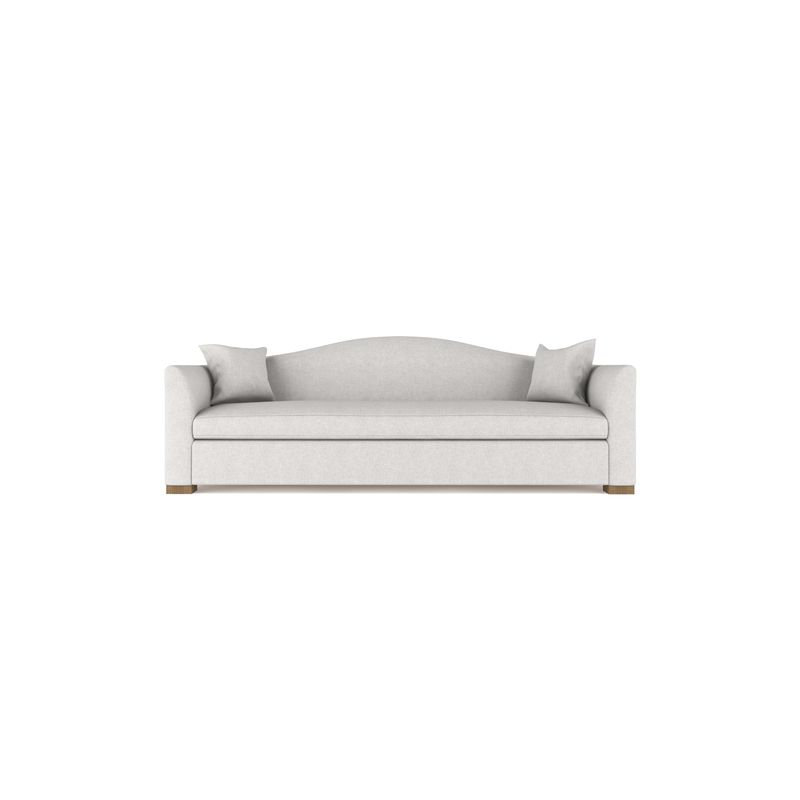 Horatio Camelback Taper Curved-Arm Sofa, 33" H x 96" W x 36" D, Weathered, Plush Velvet Blush