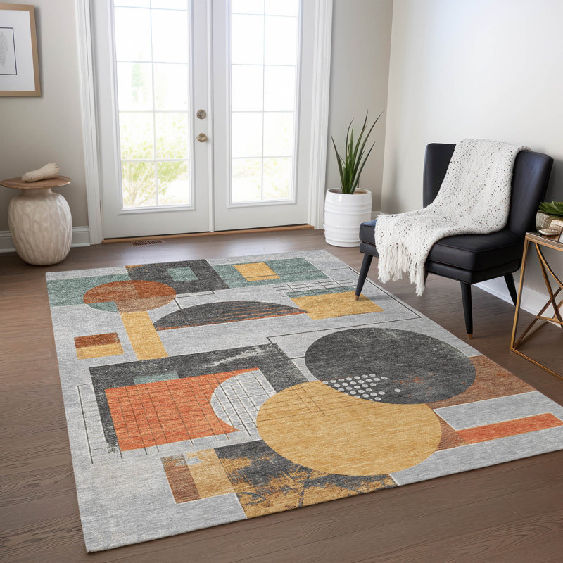 Tapis gris intérieur / extérieur lavable à la machine Cinead ACN1695, Rectangle 10 pi x 14 pi