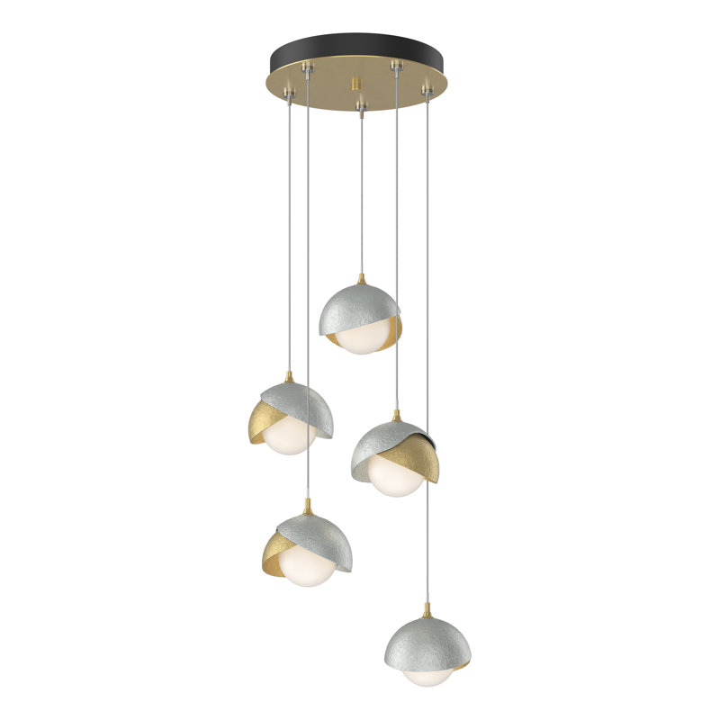 Brooklyn 5 - Light Cluster Geometric Pendant, Standard: 15" to 80", Bronze, Bronze