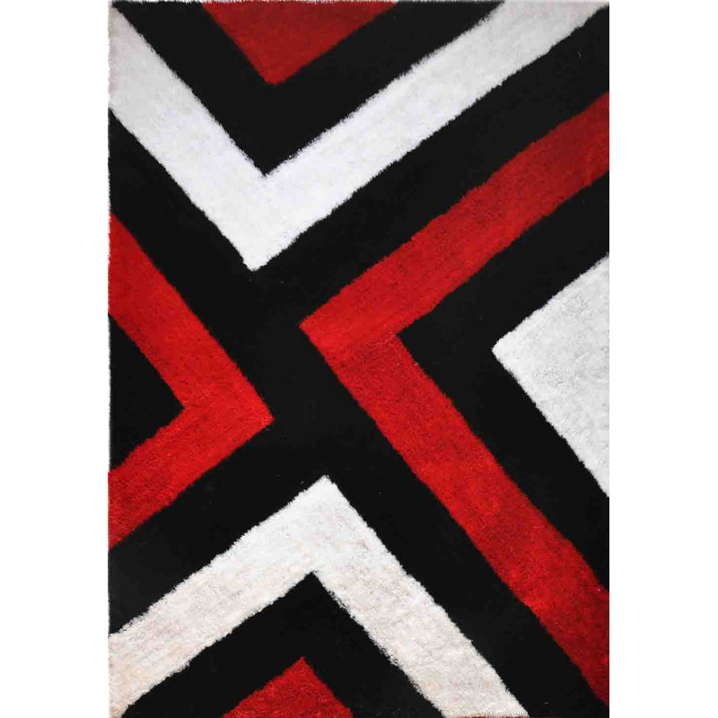 Tapis rouge à poils longs fabriqué à la main Aneek