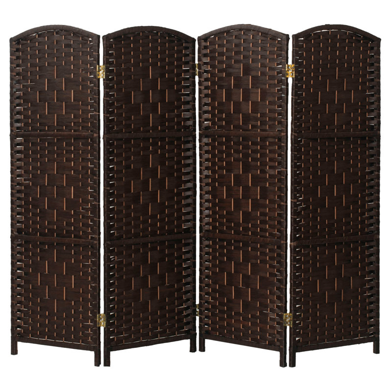 2 Ft. Tall Diamond Weave Fiber Room Divider - Dark Mocha - 8 Panel, Dark Mocha, 2 ft, 4