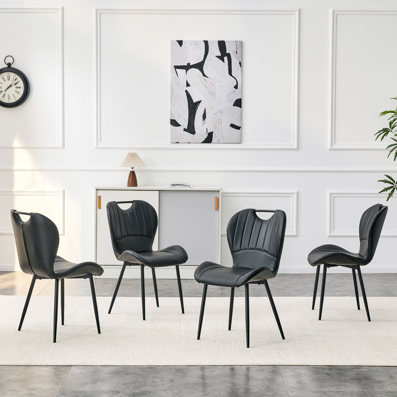 Chaises de salle à manger confortables, ensemble moderne en cuir et en métal pour cuisine