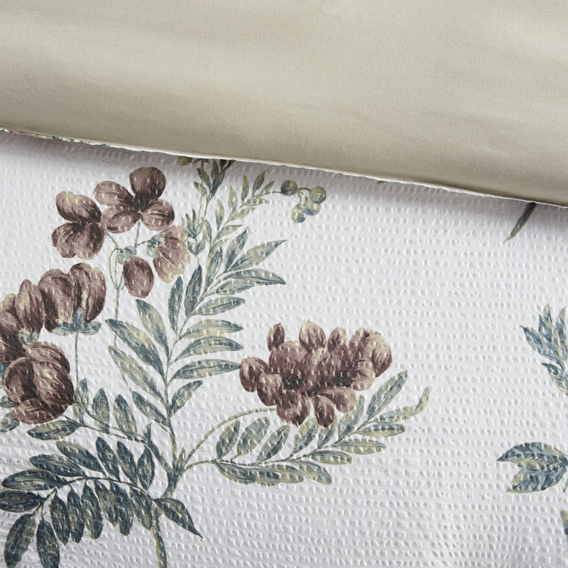 Édredon 7 pièces Seersucker - Grand taupe / rosé avec taies décoratives, Grand édredon et 6 pièces supplémentaires