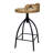  Pia 25-31 Inch Industrial Style Counter Height Stool with Adjustable Swivel Seat, Brown, Black-1194784112