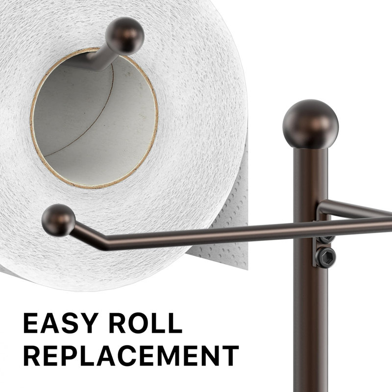 ¨ Support pour rouleau de papier hygiénique autoportant avec plateau supérieur en bois et rangement pour 4 rouleaux de papier hygiénique