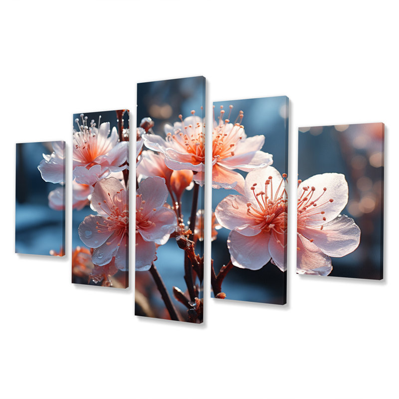 «Winter Landscape Frozen Blossoms I», reproduction sur toile de paysage d'hiver - 5 panneaux