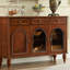 Dark-brown Solid + Manufactured Wood+Glass Sideboard-2022275544
