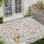 Tapis floral rétro antidérapant, tapis décoratif antidérapant pour salon, chambre à coucher, décor des Fêtes - tapis de sol doux et durable (multicolore)