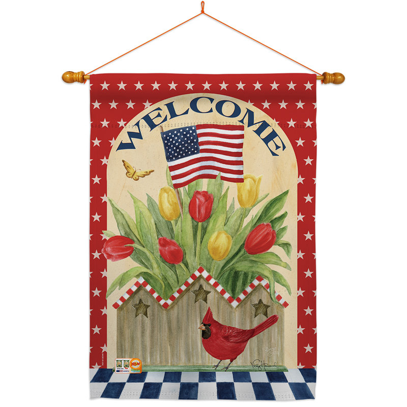 Fleurs patriote en polyester à 2 faces 40 po x 28 po Ensemble de drapeaux