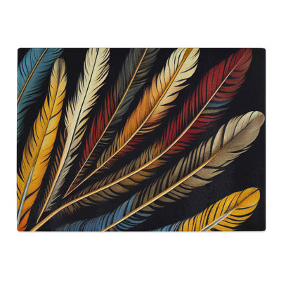Divine Bird Feathers  Glass Chopping Board