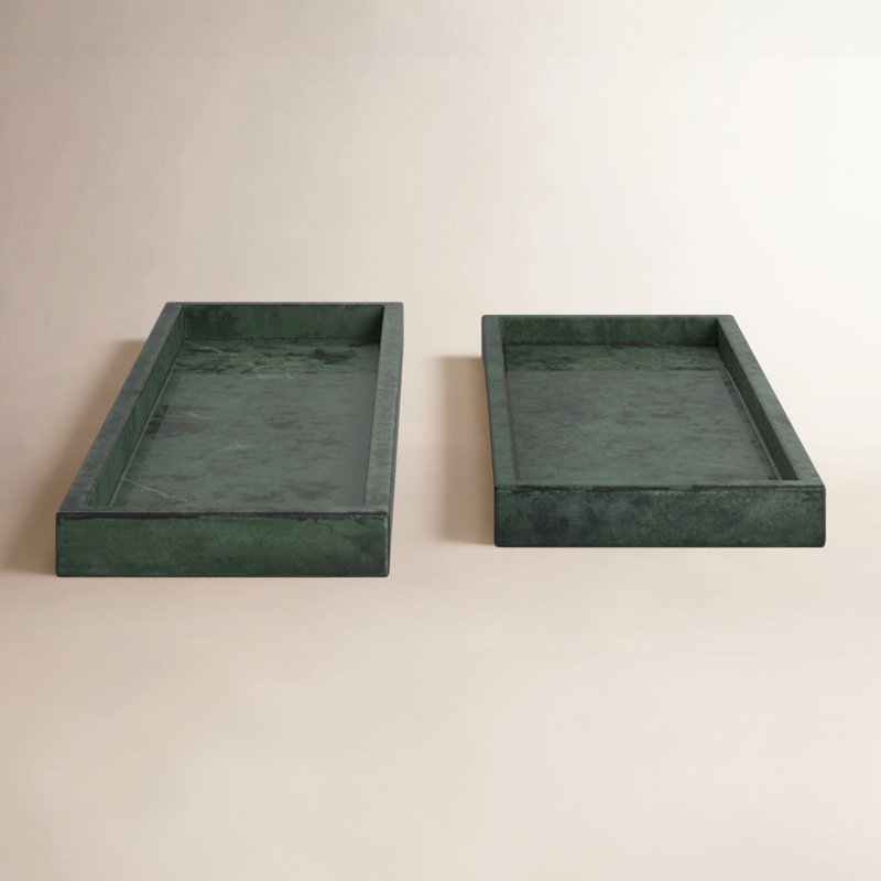  2 Piece Ottoman Tray Set, Green