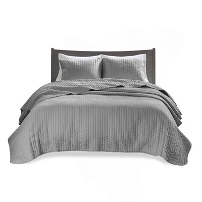 3 Piece Quilt Set Grey Full/Queen