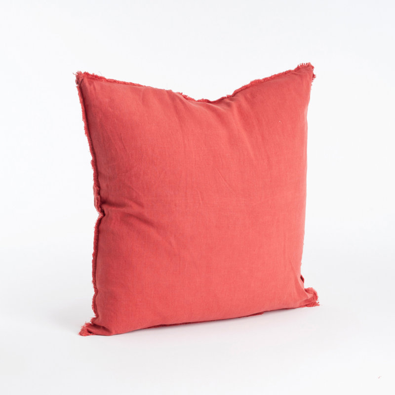 Rouge 20" Square Fringed Linen Throw Pillow