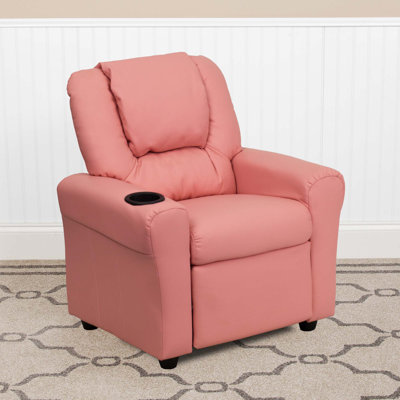 Forman LeatherSoft Contemporary Kids Recliner with Cup Holder and Headrest