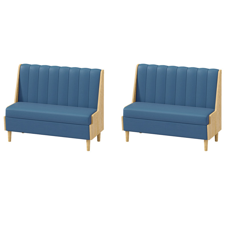 Banc rembourré en similicuir Modern, Bleu acier