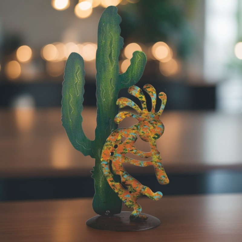 11"H Kokopelli and Cactus Figurine