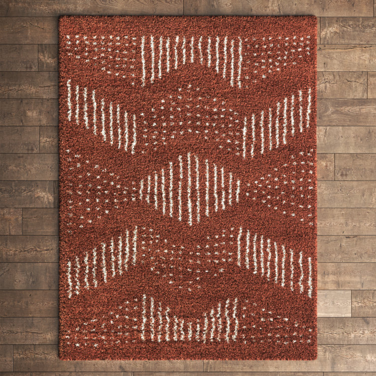 Baity Chevron Burnt Orange/White Area Rug