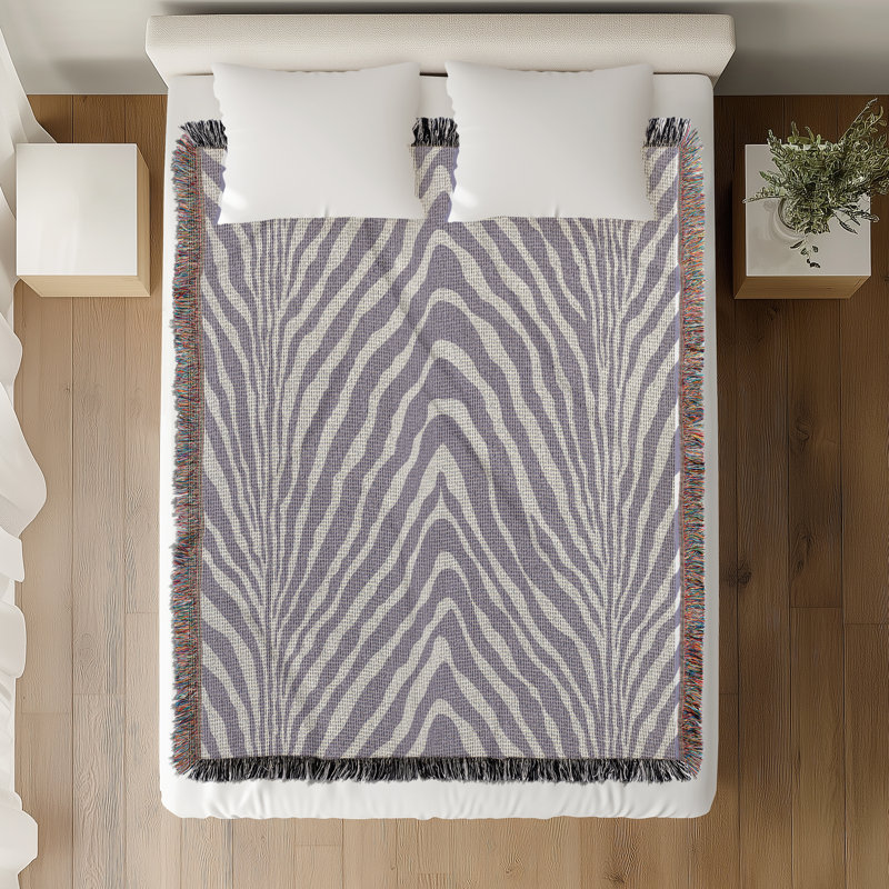 Zoe Animal Print Cotton Blend Blanket Throw, Periwinkle, 60" L x 60" W