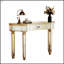 Console à miroir en demi-lune de 47 pouces avec verre cannelé et tiroir en cristal - Meuble-lavabo élégant pour les chambres et les vestiaires