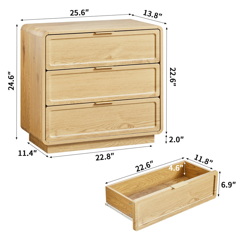 3-Drawer Dresser (25.6" W), Yellow
