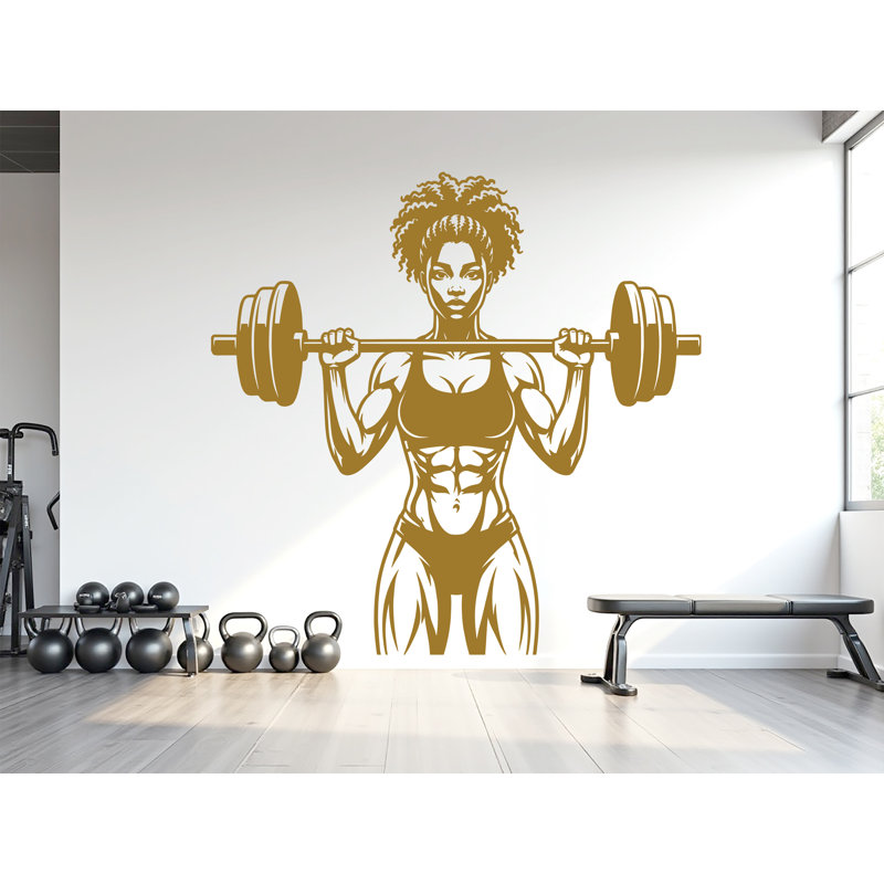 Autocollant d'art Afro Girl Power Gym, 44 po x 44 po, Lilas