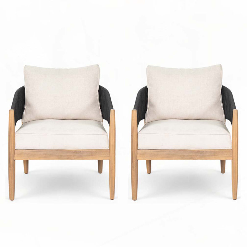 Fauteuil club d'extérieur en bois d'acacia, Noir