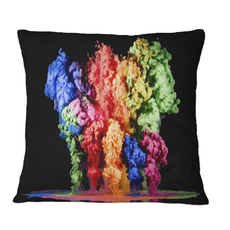 Coussin Rainbow Paint Drops, 16 po x 16 po