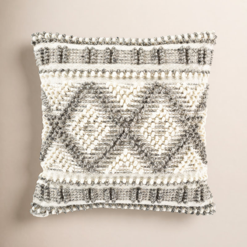 Reni Geometric Cotton Reversible Throw Pillow, 22" x 22", Down