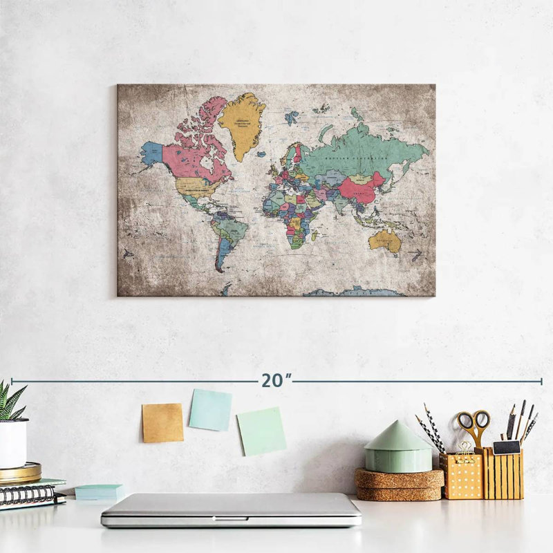 Keiri Geographic World Map III, 8" H x 12" W