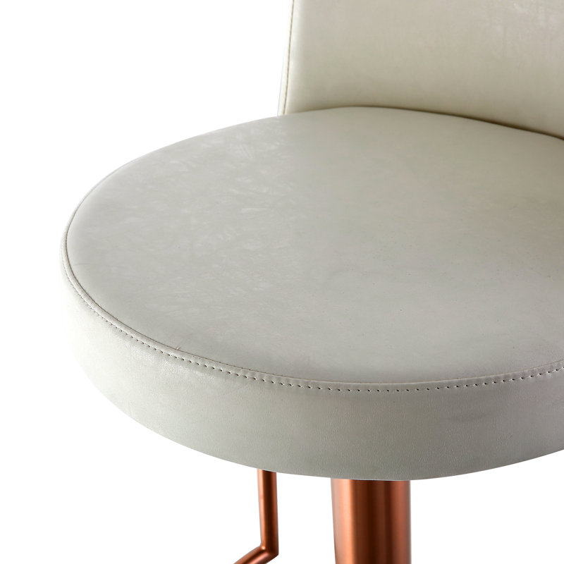 Tabouret de bar pivotant à hauteur réglable Gianna, Or rose, Blanc rétro