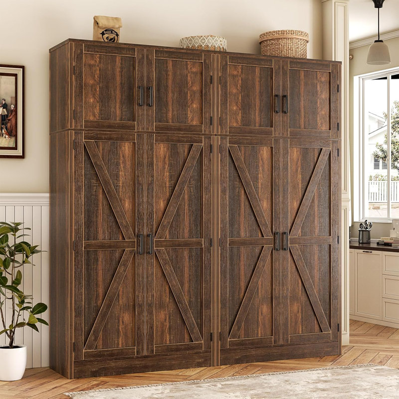 63'' W Storage Cabinet with Door and Adjustable Shelves, Brown