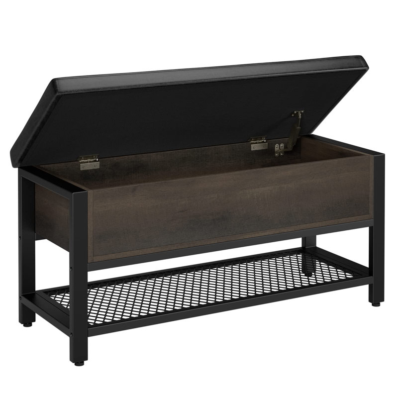 Banc à chaussures avec boîte de rangement rabattable, Marron foncé