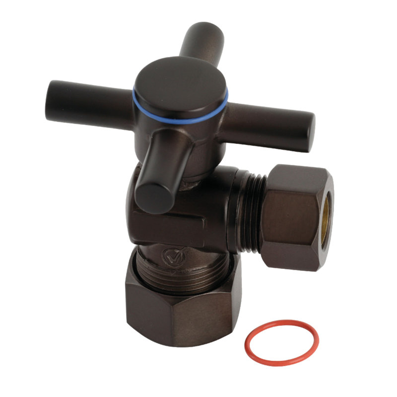 Kingston Brass Concord 5/8-Inch OD Comp x 1/2-Inch OD Comp Quarter-Turn Angle Stop Valve, Bronze