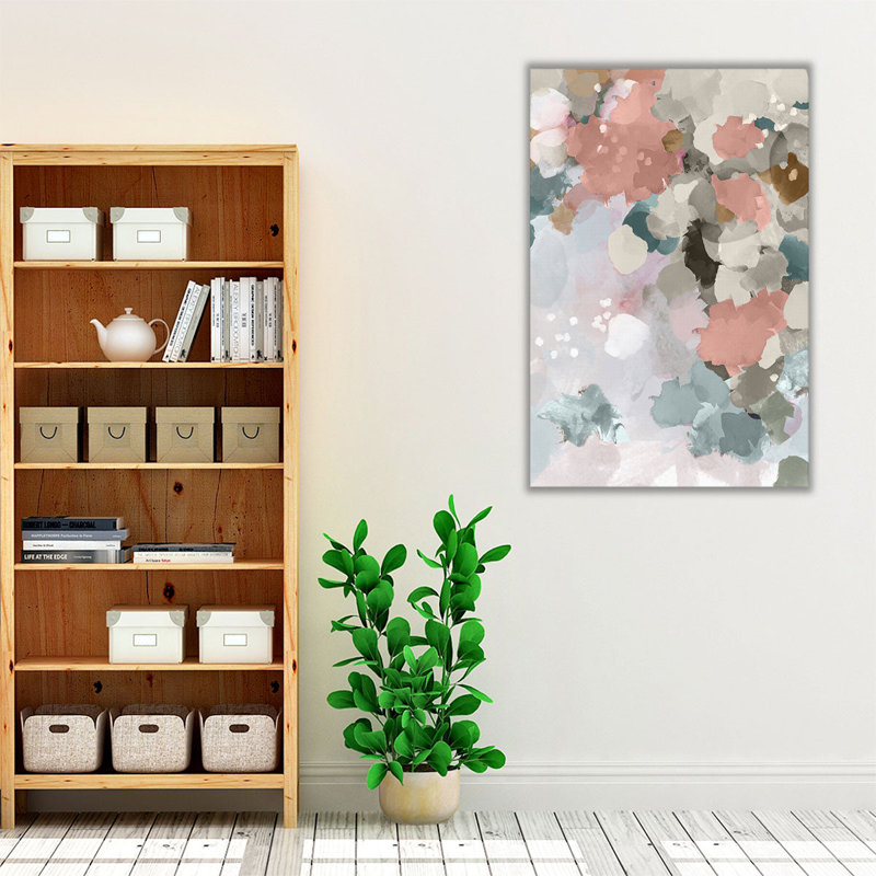 «Falling Leaves Abstract», reproduction d'art sur toile, Rose / neutre, H 18 po x l 12 po