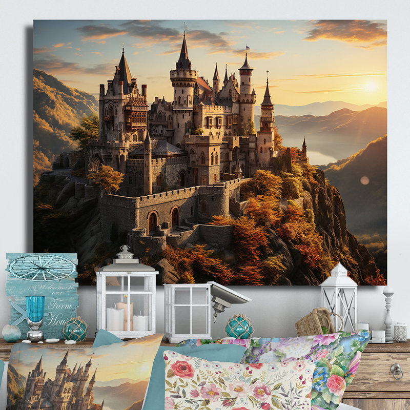 Châteaux Golden Glow Warm - décoration murale architecture en métal, H 12 po x l 20 po x P 1 po