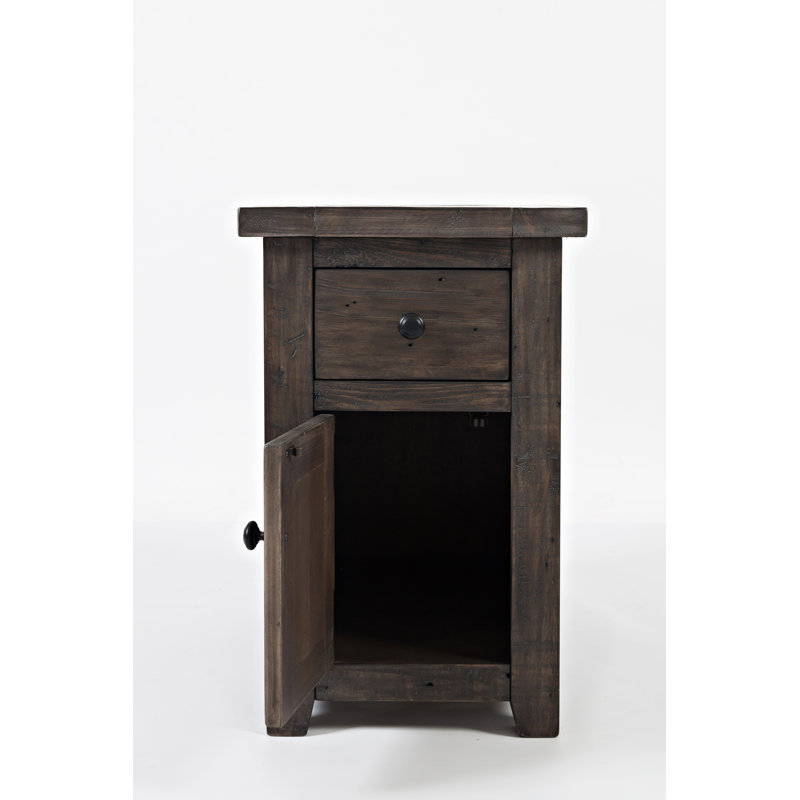 Hemsworth Solid Wood End Table with Storage, Brown