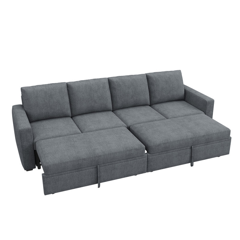 Canapé-lit modulaire Anureet Honbay, Mélange de polyester gris bleuté